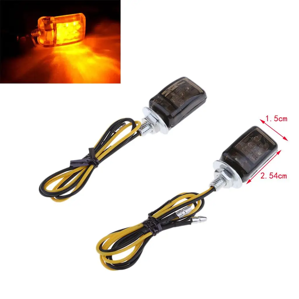 LED Mini Tiny Small Indicators Turn s Light Motorcycle Amber 2pcs