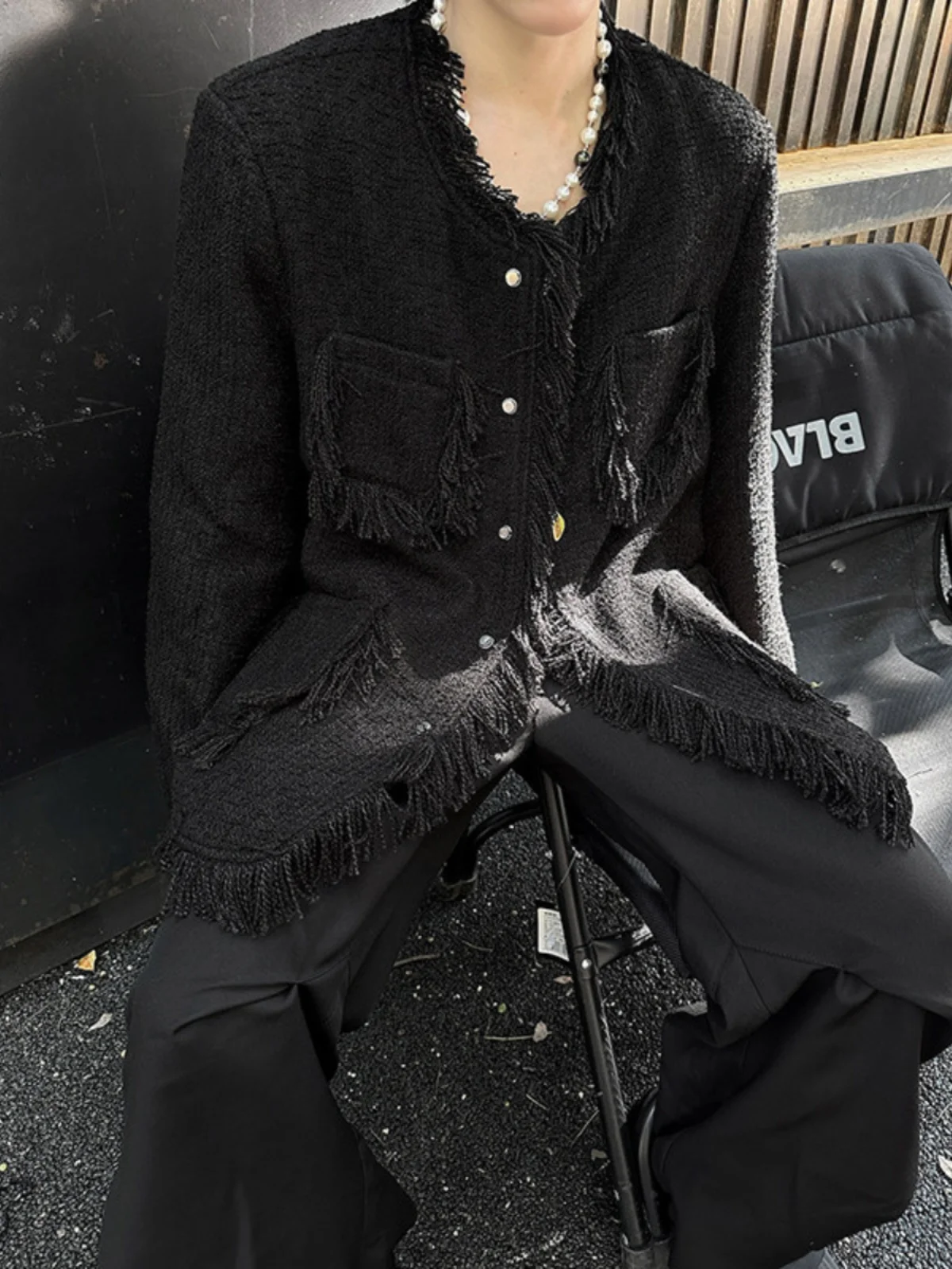 

Модный вязаный джет с бахромой для мужчин с подушечками, повседневная зимняя верхняя одежда, теплая и полиэфирное волокно