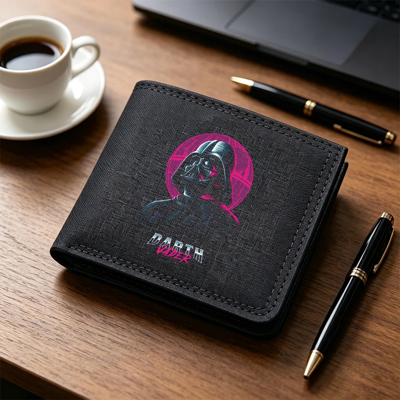 Stared Wars Wallet Cute Cartoon Printed Black Credit Card Holder Male Ultra-thin Money Bags Fashion Short Purse Birthday Gifts