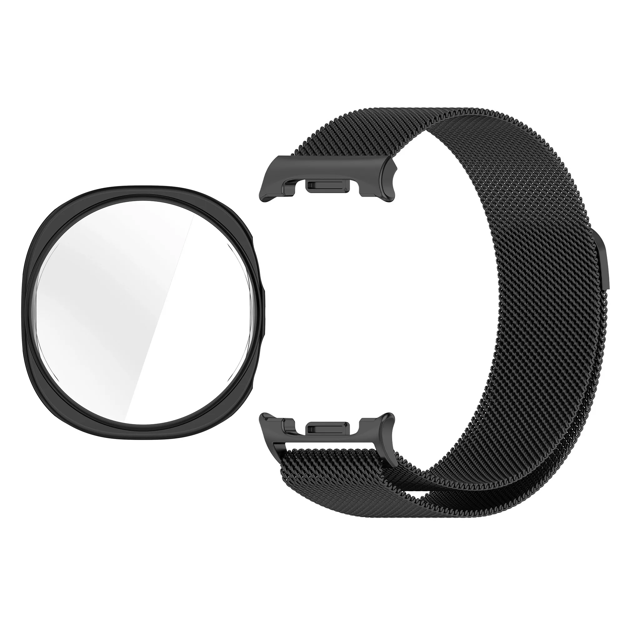 

For Samsung Galaxy Watch8 44mm Magnetic Strap Milanese Stainless Steel Watch Band with TPU Case - Black