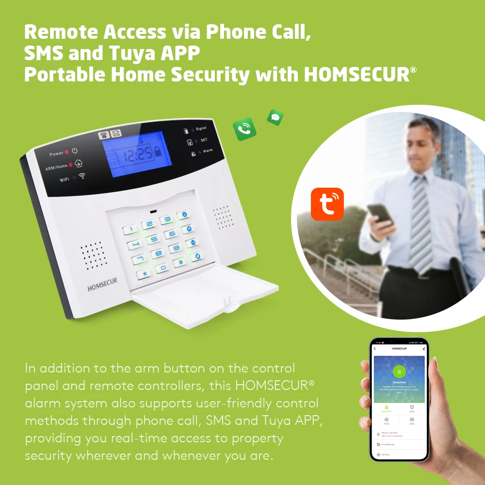 Imagem -03 - Homsecur-home Security Alarm System Autodial Anti-roubo Alarme App Controlado sem Fios e com Fios Wi-fi 4g Gsm Sms 433mhz Pir Door Sensor