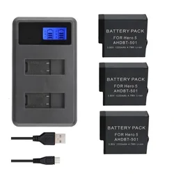Clownfish New 2-Way Battery Charger LCD Panel Charging Carry Battery for GoPro Hero 7 6 5 Black Hero 8 Accessories Battery Case