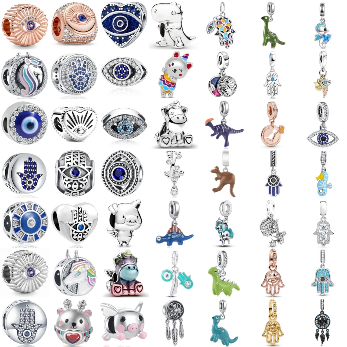 

Серебряный кулон-ловец снов 925 пробы с радужным конём и глазом демона, бусины для оригинальных женских украшений