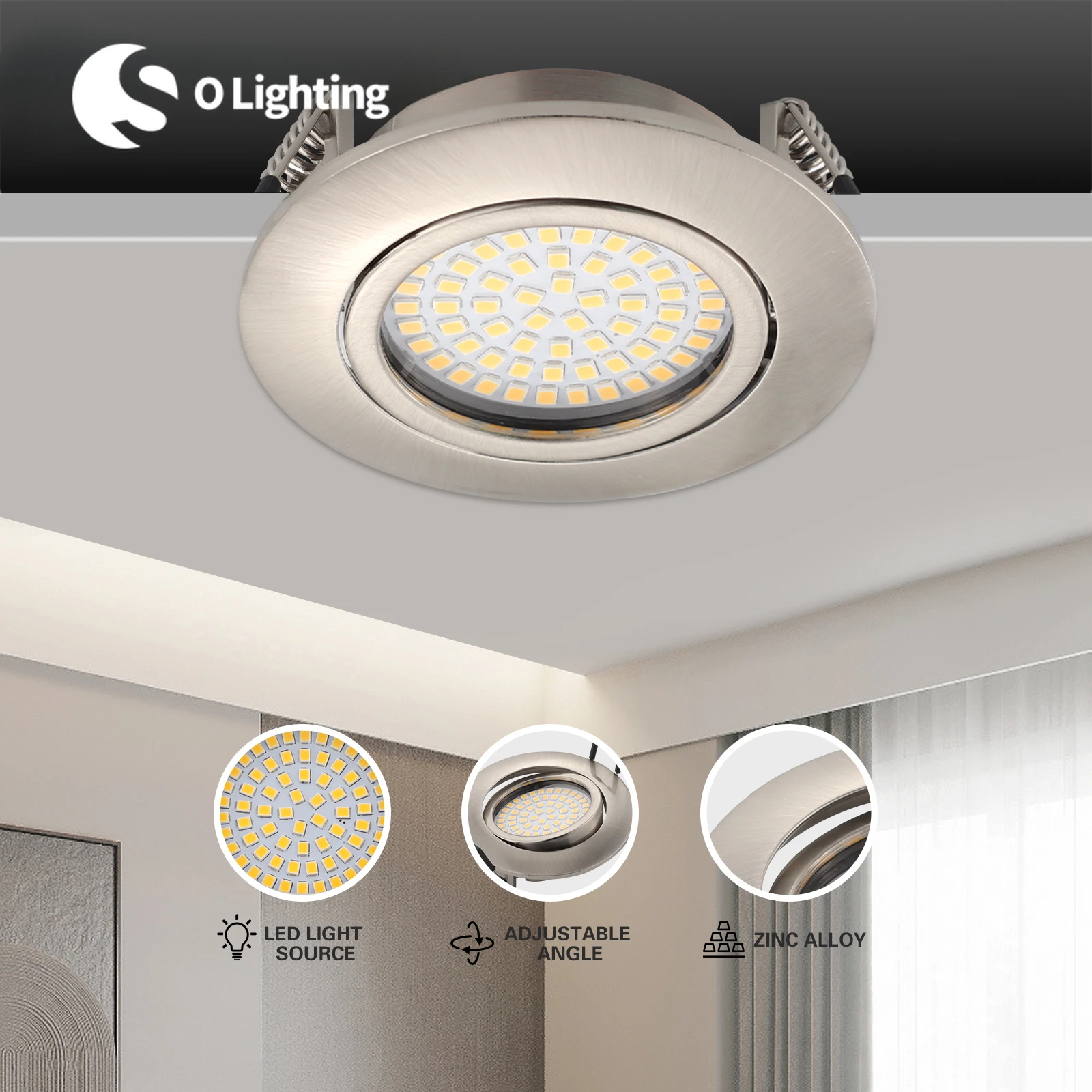 

New LED Recessed Downlight Angle Adjustable Ceiling Spotlight Disc-shaped Rotating AC90-260V Dimmable Embedded Hotel Downlight