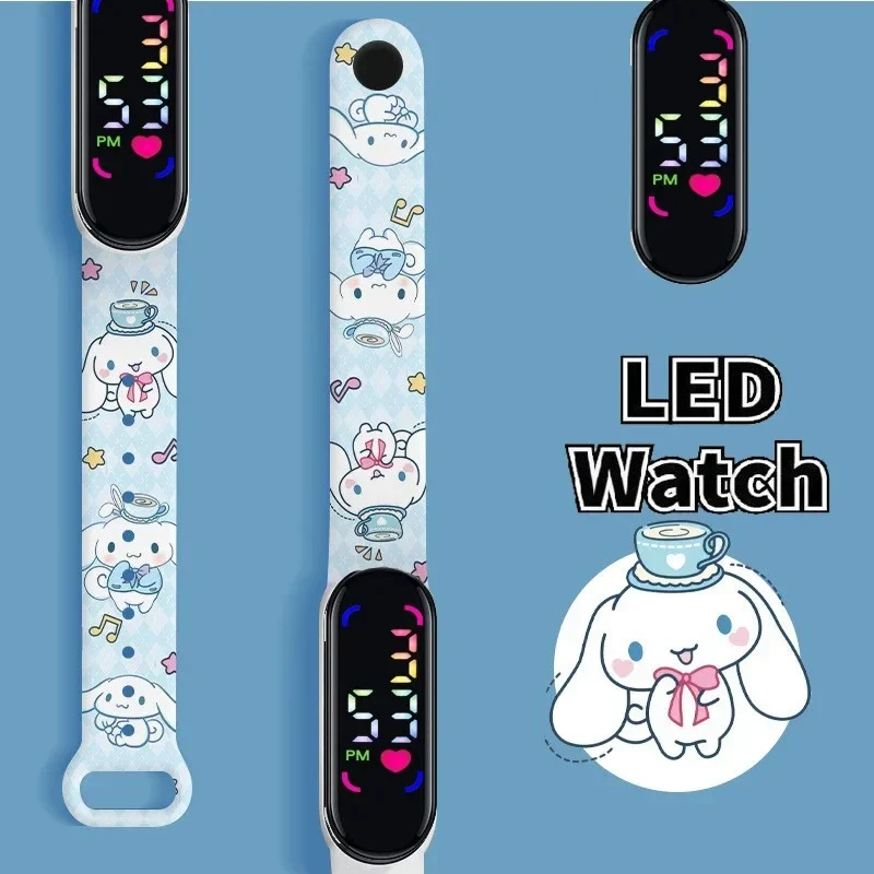 Sanrio Kuromi children\'s  Cartoon Anime Character Luminous Bracelet Watch LED Touch Waterproof Sports kids gifts watch