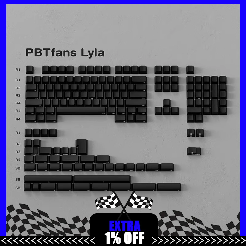 PBTfans Lyla PC Keycaps Engraved Pbt Material Keyboard Keycaps Original factory Glass Beads Skin Feel For PC Accessories Gifts
