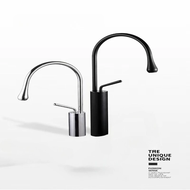 

Nordic Minimalist Water Drop Black Brass Alloy Basin Faucet G1/2 G3/8 Hot Cold for Bathroom Vessel Sink Mixer