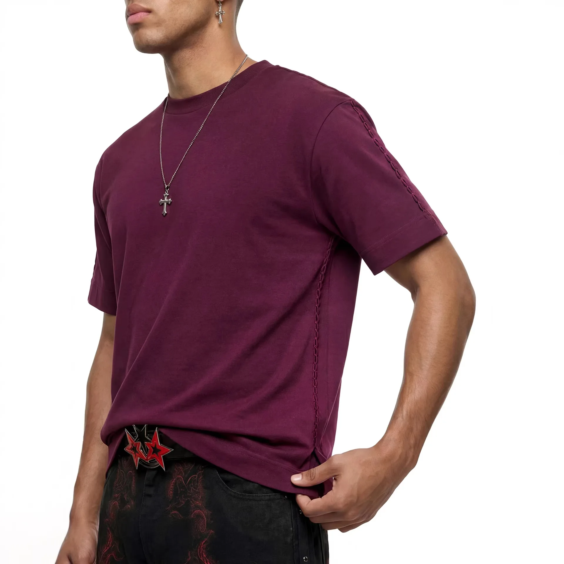 

Cool Lotus Root Embroidered T-shirt 2026 Spring and Summer New Solid Color Loose Short-sleeved Sports Quick-drying Top