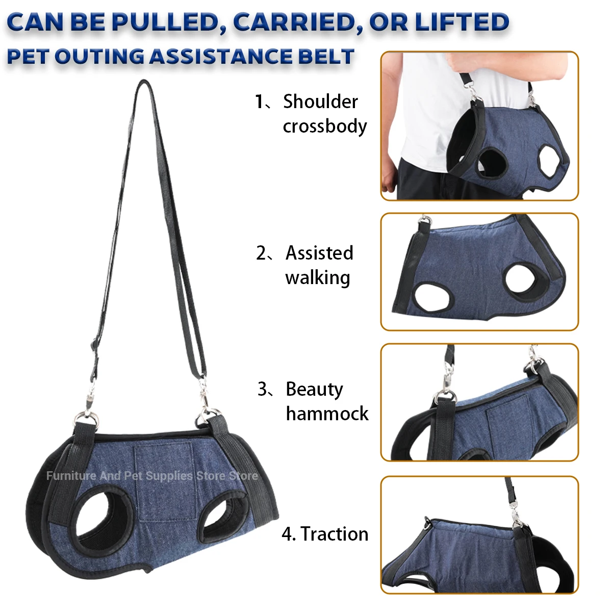 

Pet Dog Traction Rope Auxiliary Strap Trimming Nail Beauty Clothing Pet Beauty Hammock Single Shoulder Handheld Chest Strap