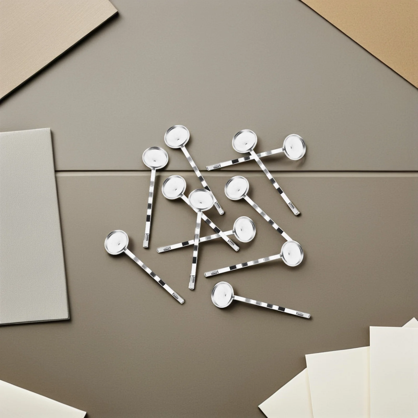 

40pcs Blank Hair Clips 12Mm Inner Diameter Silver Metal Barrettes For Diy Hair Accessories Craft Cabochon Settings Findings