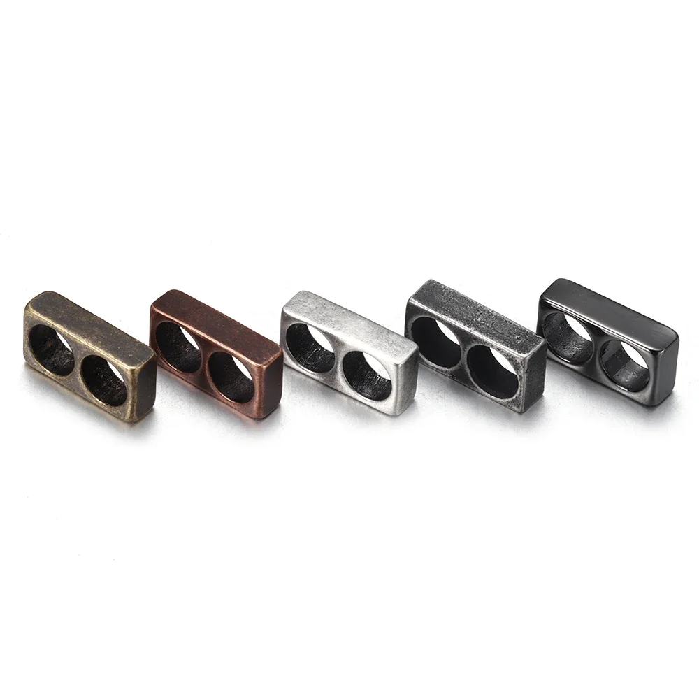 5pcs/lot Stainless Steel Double Hole 5mm Spacer Beads Rectangle Retro Plating for DIY Jewelry Making Vintage Accessories image 4