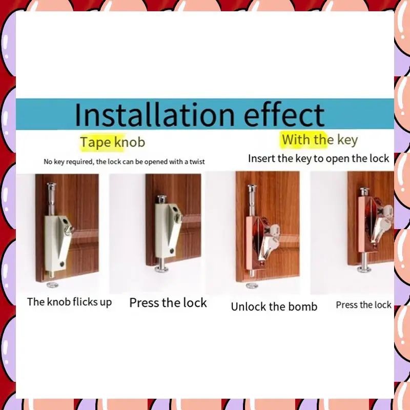 

A72Z Revolving Door Latch Door Frame Door Lock Double Door Spring Latch Anti-Theft Interlocking Home Hardware Decoration
