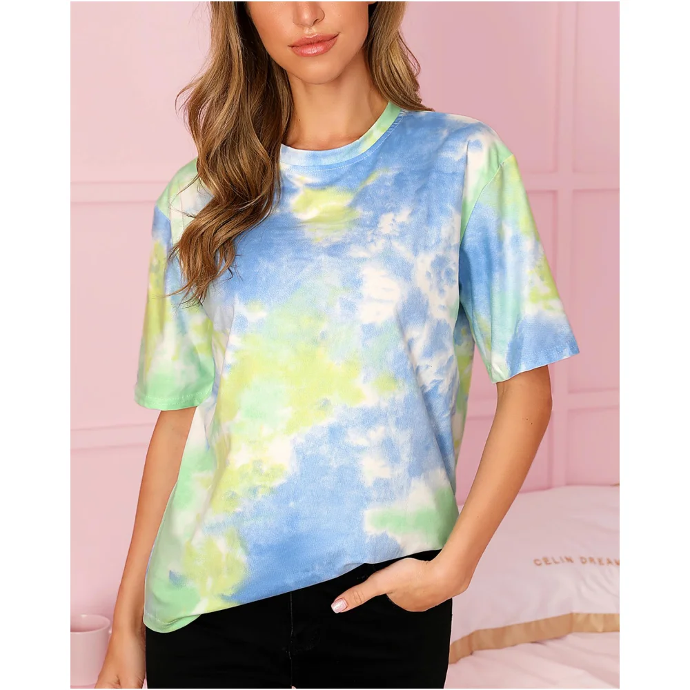 Tie-dye Women‘s T-shirt 3d Colorful Print Tops Tees Y2k Clothes Daily Short Sleeve Tee Summer Oversize T-shirts Women Clothing