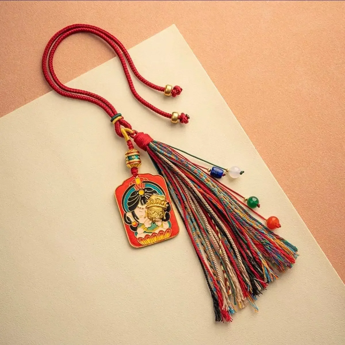 

2025 Zakilam Ancient Fa Dujin Car Interior Hanging Decoration Tibetan Wealth God Color Cute Rearview Mirror Peace Enamel Color