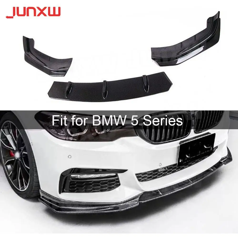 

3 PCS/Set Carbon Fiber Front Bumper Lip Splitters Spoiler for BMW 5 Series G30 G31 G38 Sport 2017 2018 2019 Bumper Guard