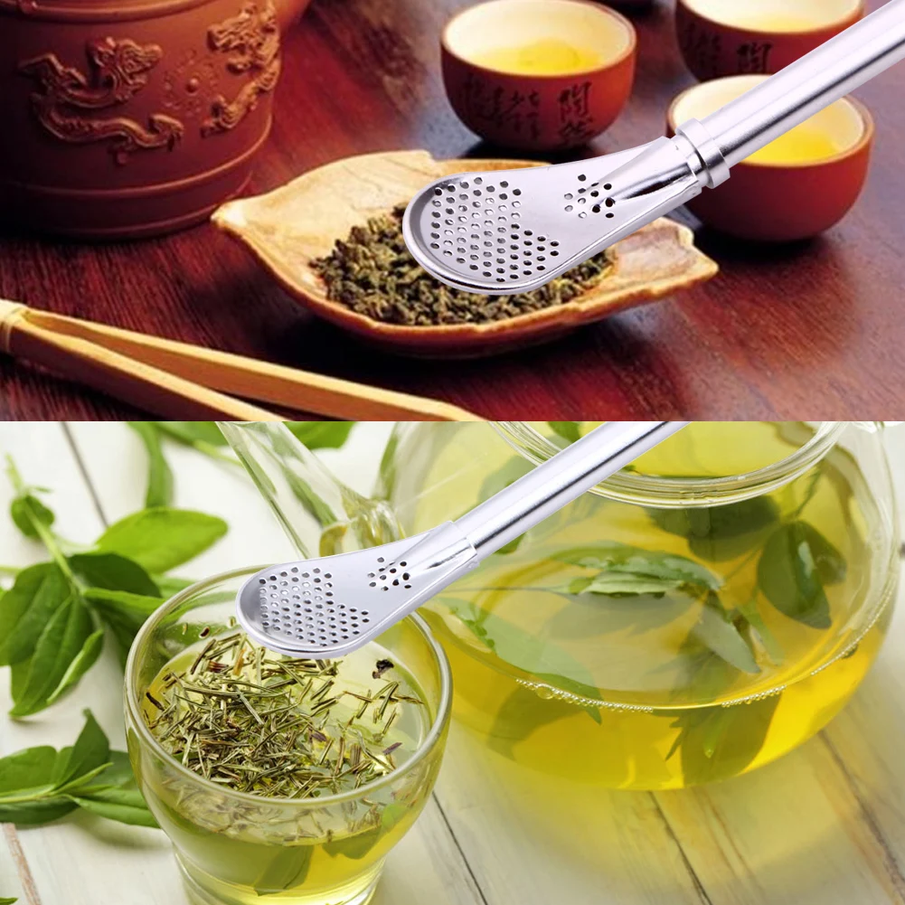 1 Pcs Stainless Steel Drinking Straw Filters Handmade Mate Tea Reusable Sucker Spoons Filter Bar Drinks Kits