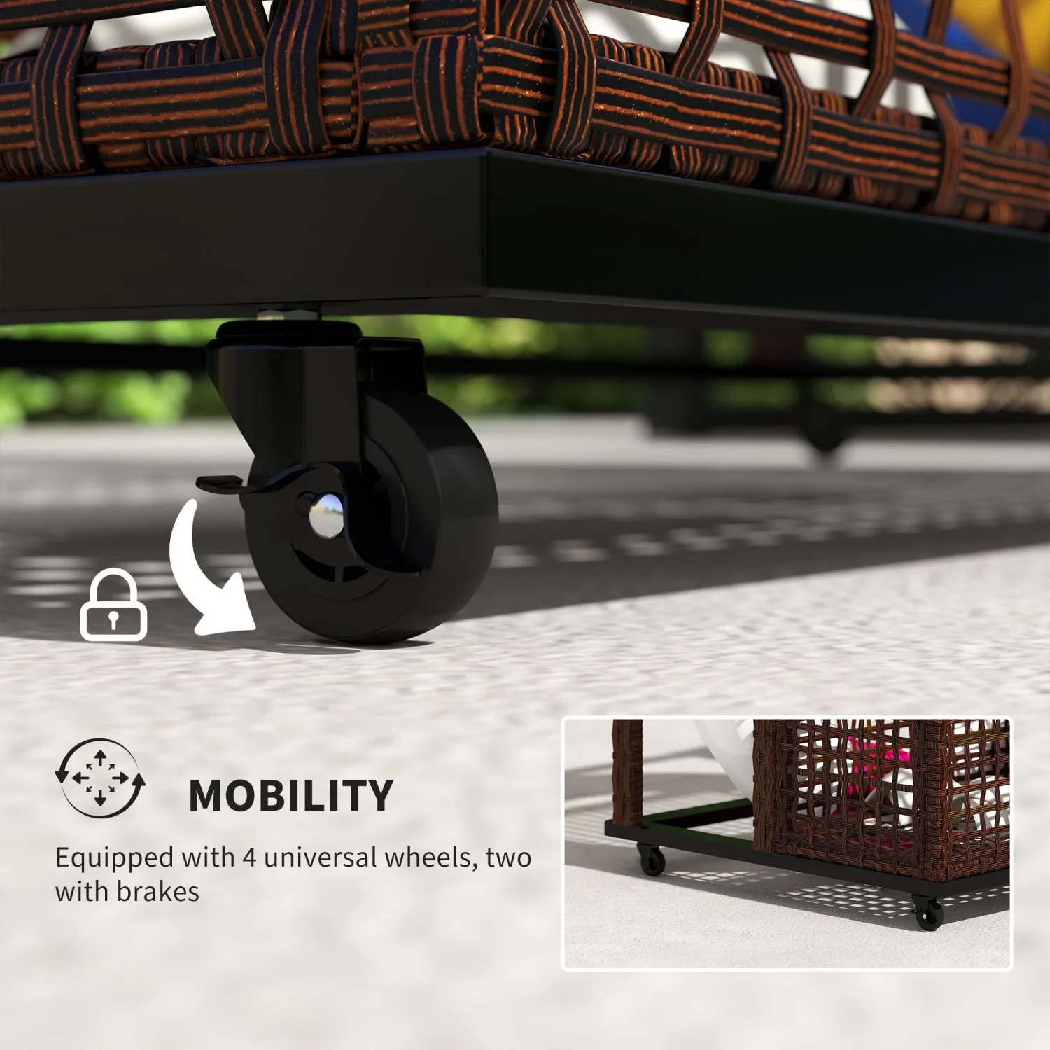 Almacenamiento flotante para piscina Outsunny, carrito para piscina, con ruedas, 43,25