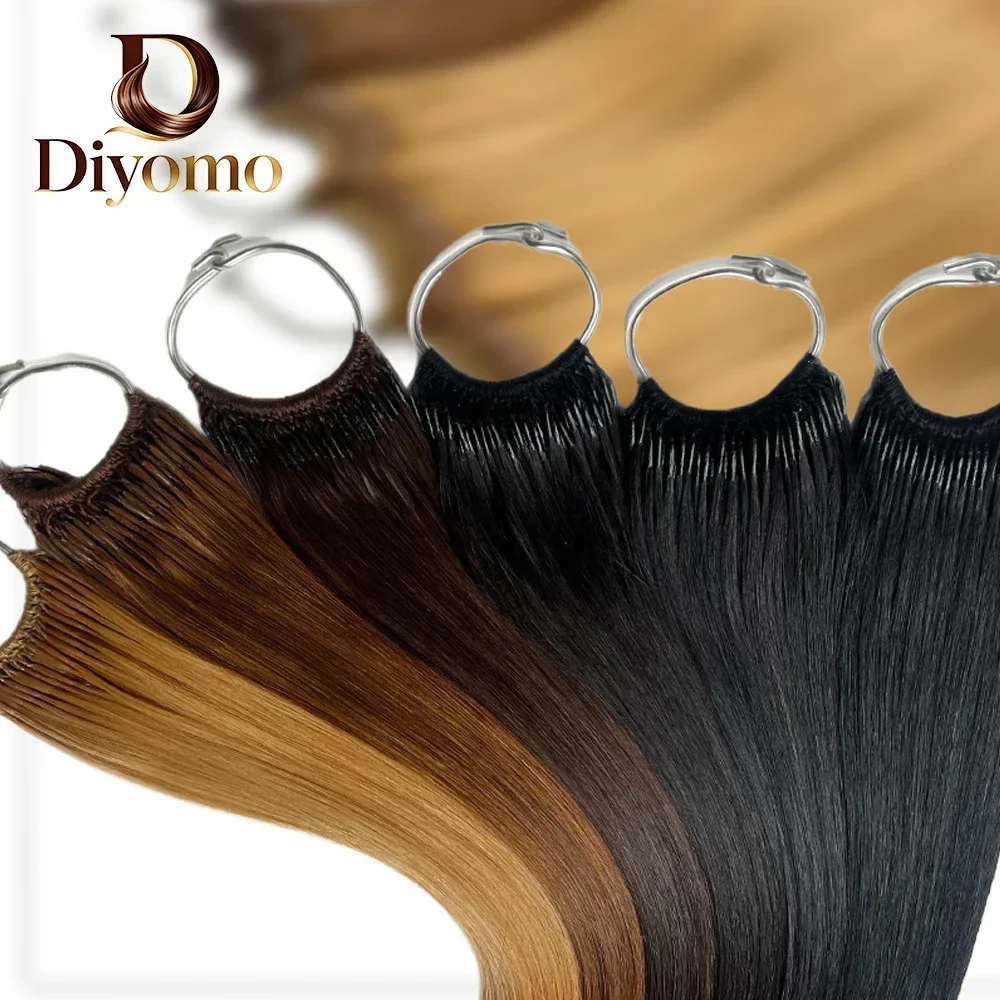 

DIYOMO Korean Style Cotton String Twins Tip Hair Extensions Brazilian Remy Human Hair with Keratin I-Tip for Women Straight
