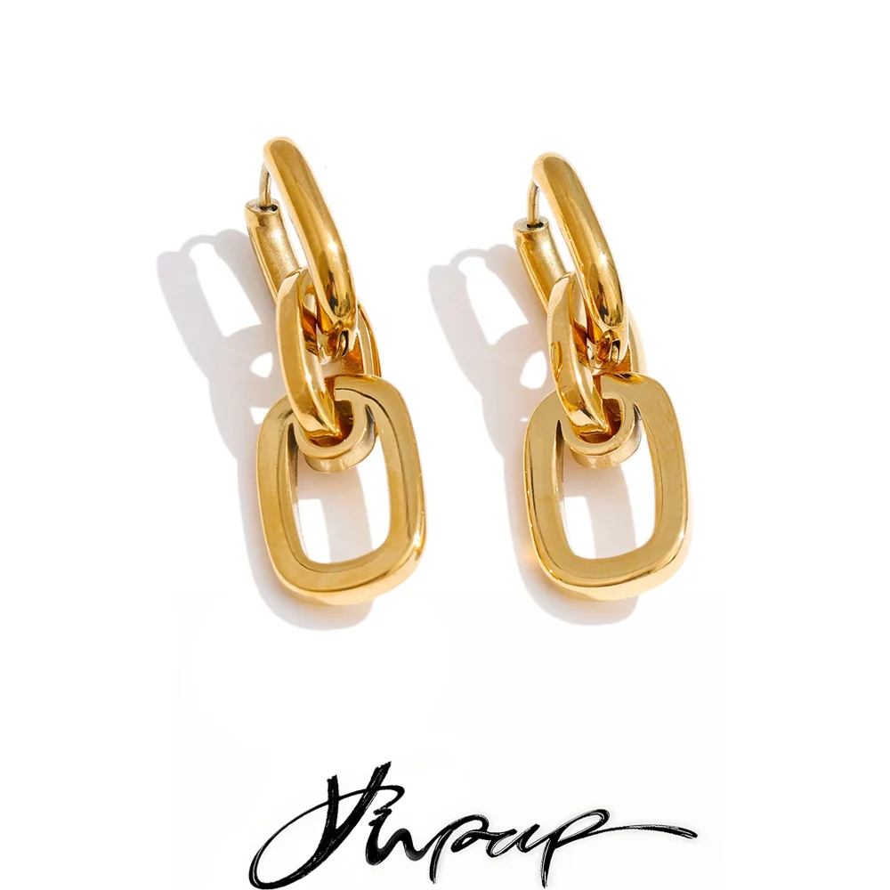 עגילי טיפוס יומיים מפלדת אל-חלד 316 בצורת מלבן לנשים, תכשיטים איכותיים ומינימליסטיים במחיר סיטונאי