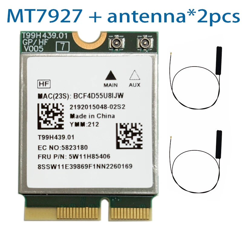 ثلاثي الموجات 2.4G/5G 6G MT7927 Wifi7 8774M بطاقة الشبكة اللاسلكية واي فاي بطاقة الشبكة بلوتوث 5.4 جيجابت محول