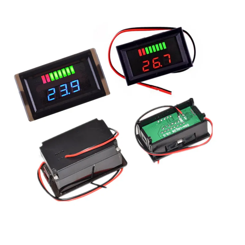 Car Battery Charge Level Indicator 12V-60V Lithium Battery Capacity Meter Tester Blue Display LED Tester Voltmeter Waterproof