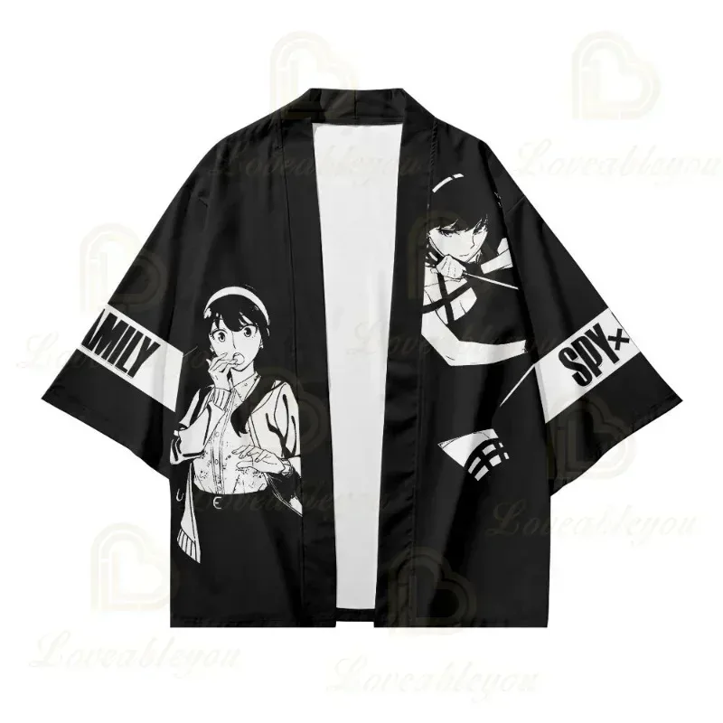 Anime SPY×FAMILY Japón kimonos Ania Haori dibujos animados Cosplay camisa abrigo mujeres hombres ropa de verano niños niñas pijamas x;3, v'6.f;9
