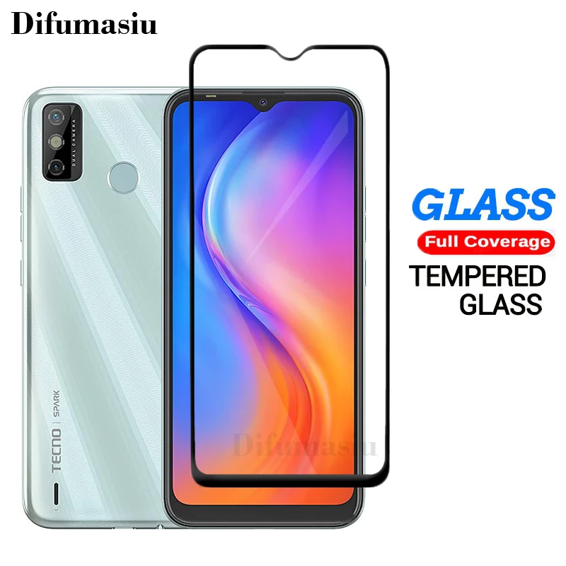 For Tecno Spark 6 GO Tempered Glass Screen Protectors Soft Camera Lens Protector Full Cover Screen Glass 3in1 Back Film