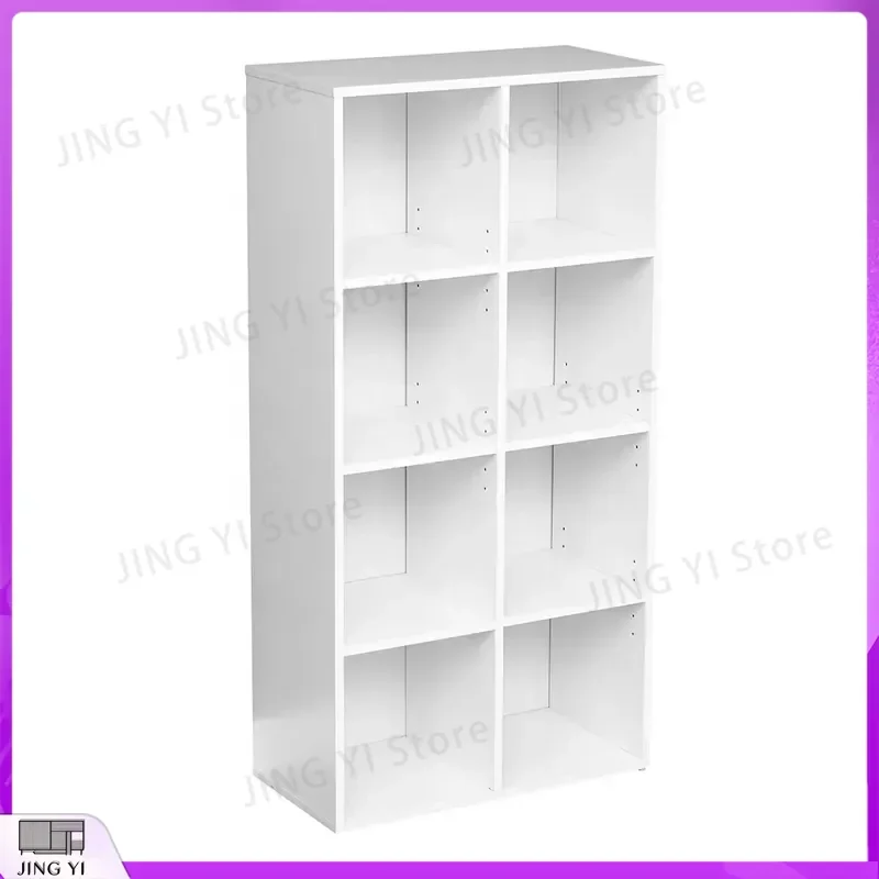 Wooden Bookshelf 4 Tier Display Shelf with 8 Cube Storage Units for Office Home Study Room Lab Equipment Storage Organizer view 2