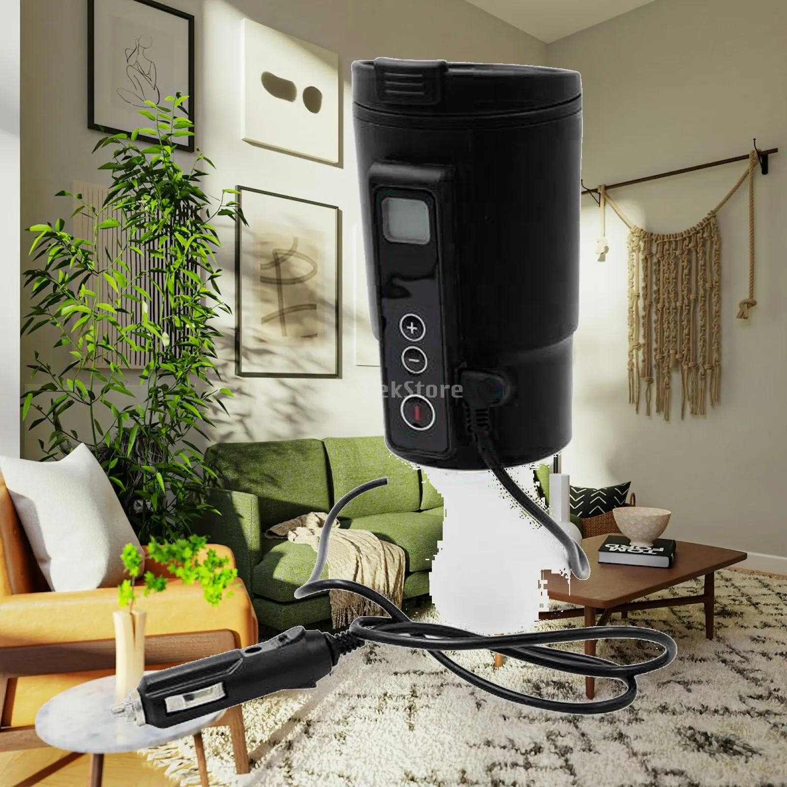Heated Insulated Travel Coffee Mug Smart Temperature Display 304 Steel Cup for Car Office Outdoor Drink Warming