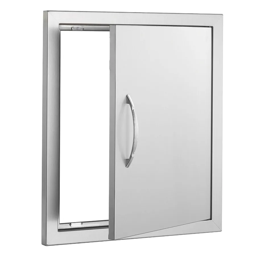 BBQ Access Door, 18W x 20H Inch Single Outdoor Kitchen Door, Stainless Steel Flush Mount Door, Wall Vertical Door with Handle a