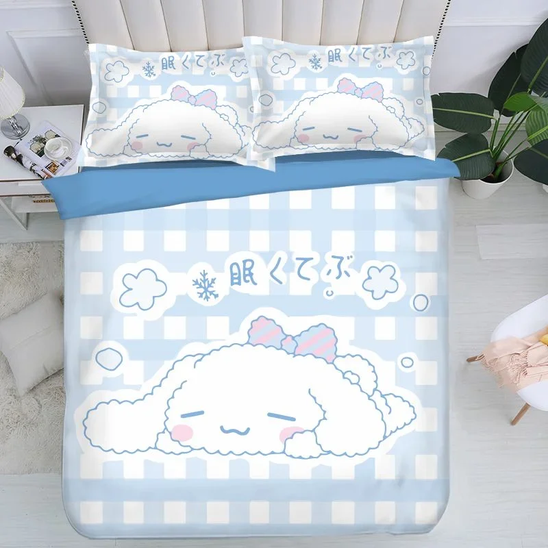 Sanrio Kawaii cartoon cinnamon roll bedding four-piece set cute children's bed sheet quilt cover 1.5m dormitory three-piece set