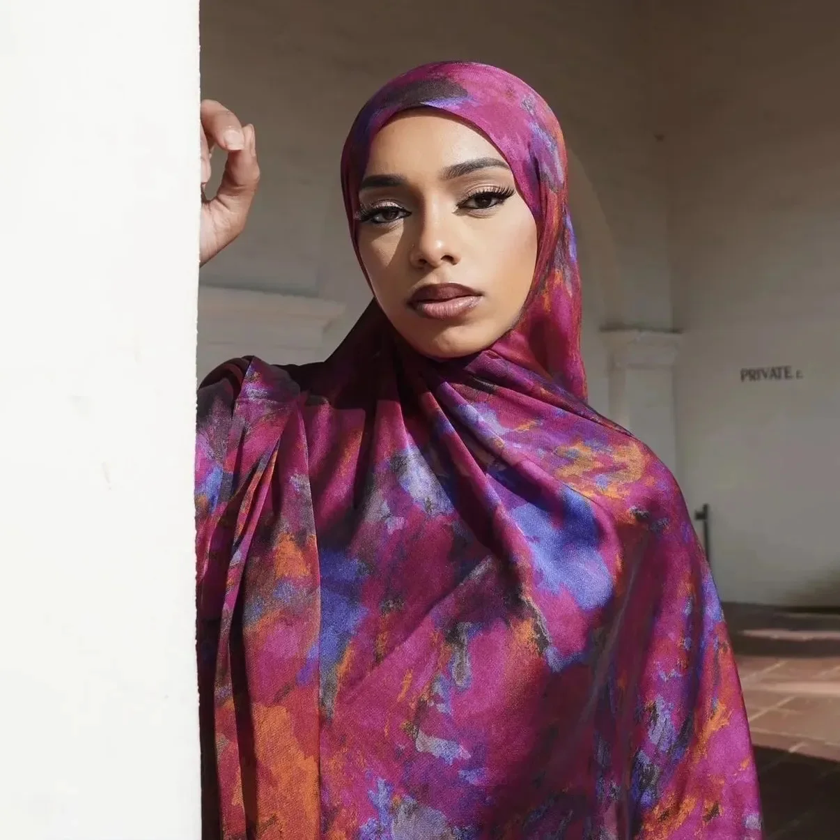 2024 New Max Luxe Silk Print Hijab Scarf Muslim Premium Ombre Scarf Marble Water Print Shawl Hijab Scarves Women Shawl Bandana