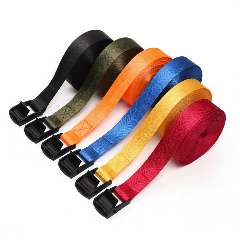 Reinforced Herringbone Pattern Nylon Cargo Strap Alloy Cam Buckle Tie Down Belt For Industrial Packaging Moving Supplies