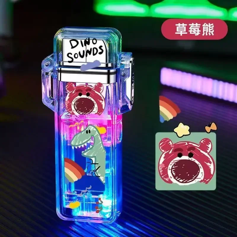 

Dinosaur Cinnamoroll Kuromi Pochacco new bar personality creative cute cartoon luminous transparent windproof red flame lighter