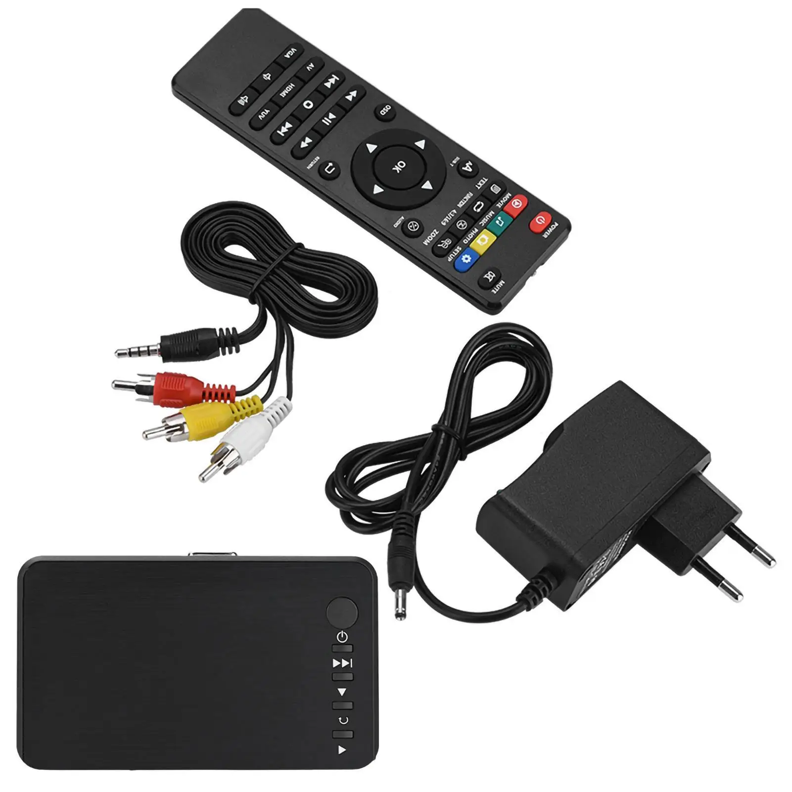 

1080P HD Multimedia USB Media Player with IR Remote - Versatile External HDD Support, 110V-240V Compatible