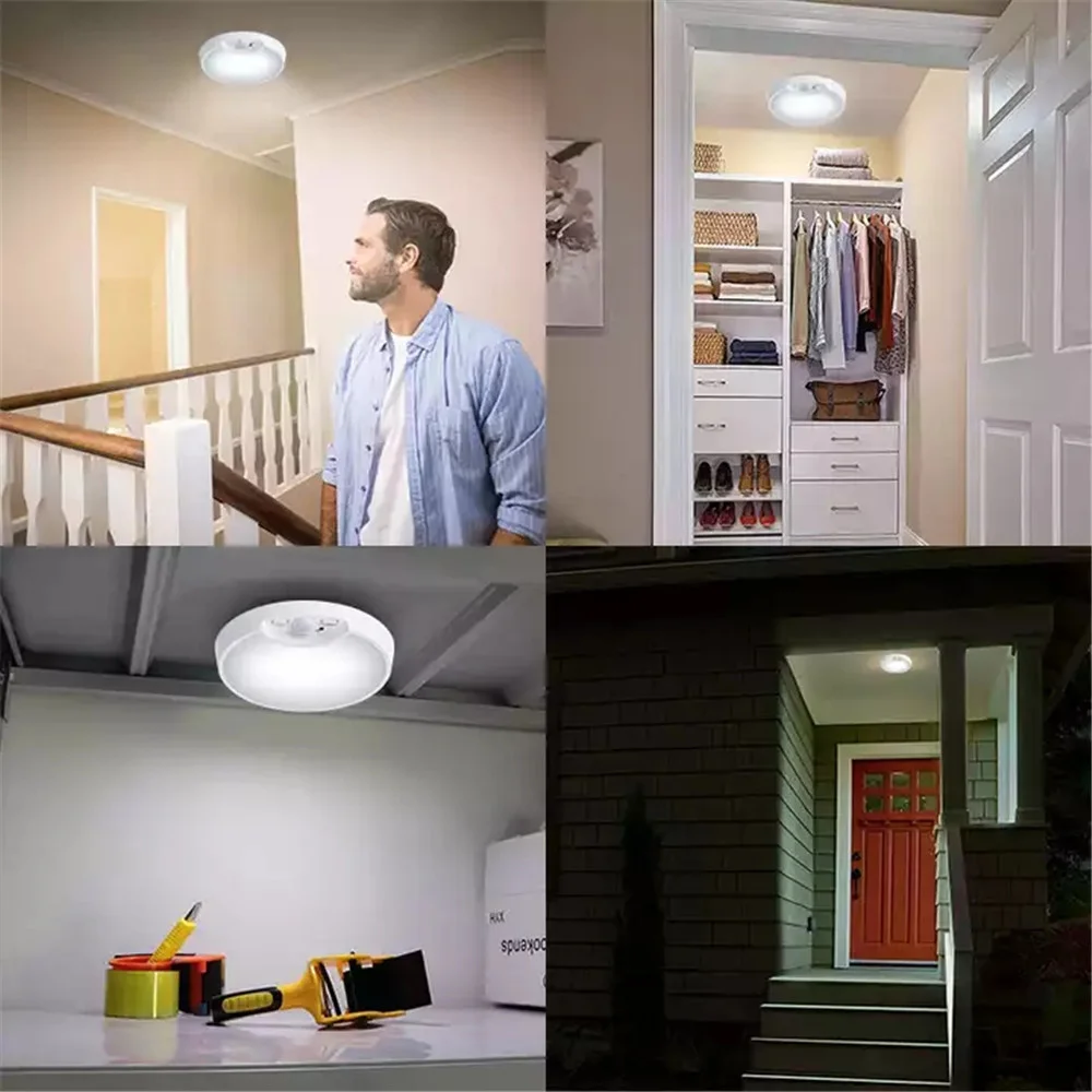 19CM Round Led Ceiling Light Motion Sensor Home Lamp USB Rechargeable/Battery Powered Remote Controller for Washroom,Stairs