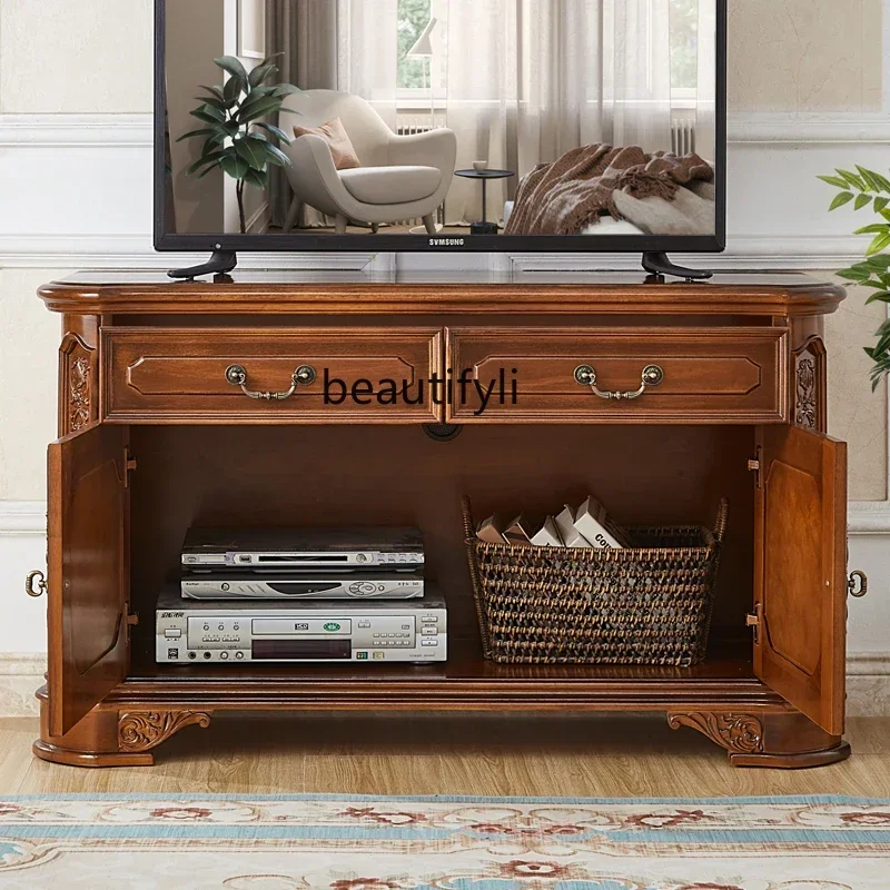 

Cy56 American solid wood small TV cabinet, small apartment 1.2 meters retro room European bedroom high floor cabinet