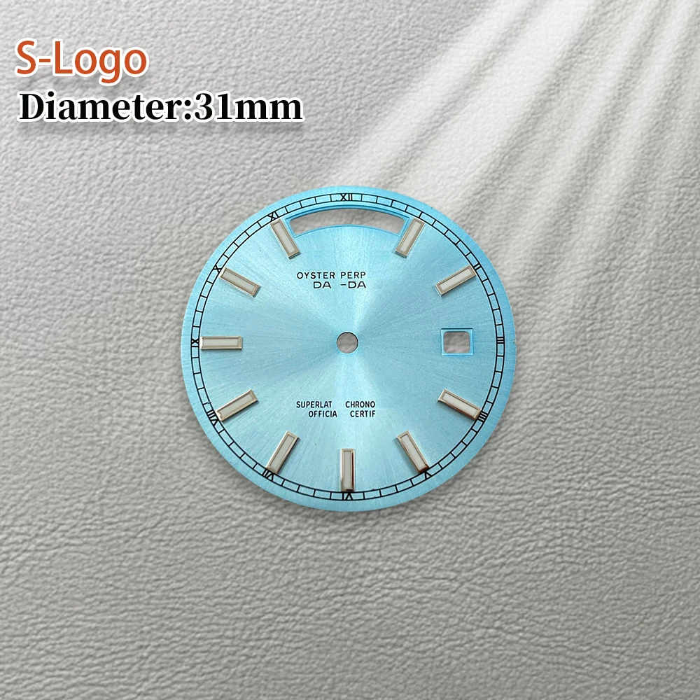 31mm logotipo s mostrador preto marrom adequado para 8285 movimento verde luminoso de alta qualidade acessórios de modificação de relógio ferramentas de reparo
