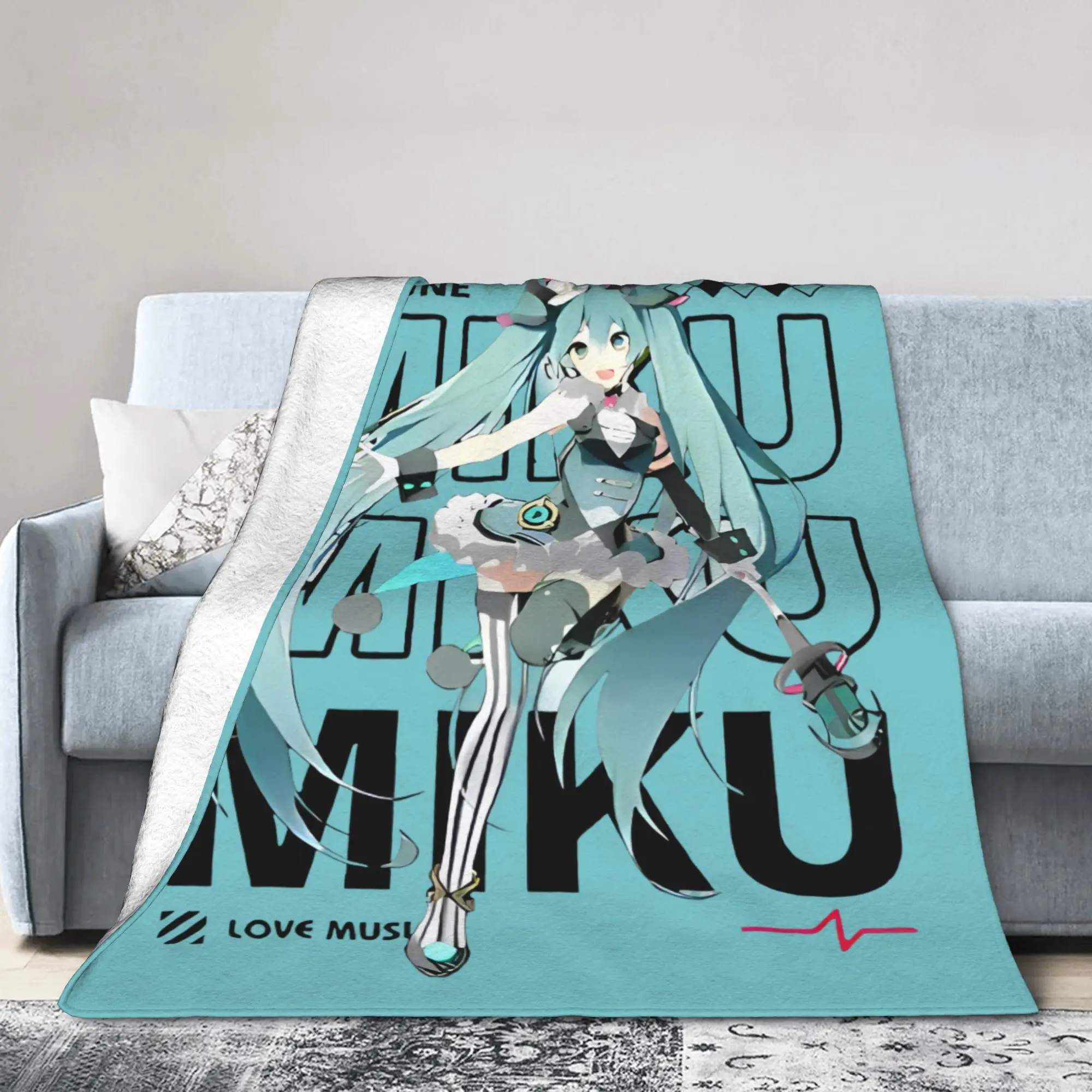 Hatsunes Mikus غطاء بطانية Vocaloid الصوف رمي بطانية غرفة نوم أريكة مطبوعة لينة الدافئة Bedsprea ،