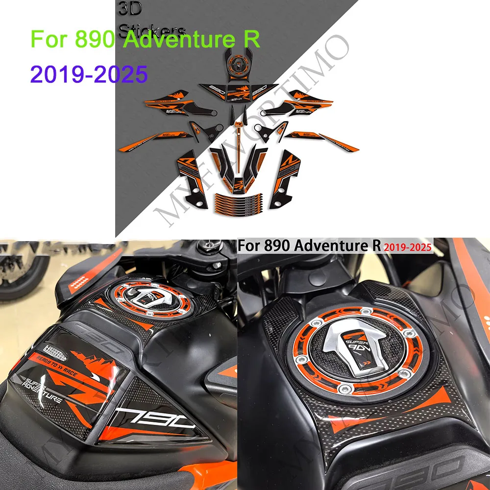 ADV Protector Tank Pad Side Grips Gas Fuel Oil Kit Knee Handguard Handshield Stickers Decals  For 890 Adventure R 2019 - 2025