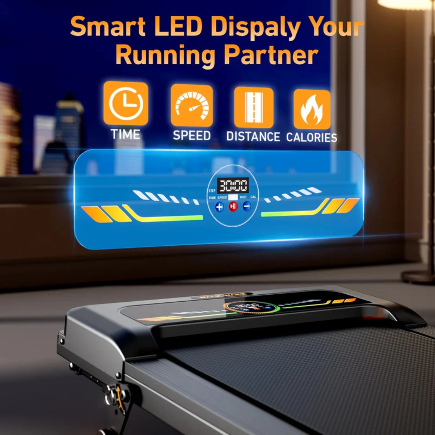 وسادة مشي مائلة محمولة - سعة 330 رطل، جهاز مشي تحت المكتب بقوة 2.5 حصان مع شاشة LED وجهاز تحكم عن بعد