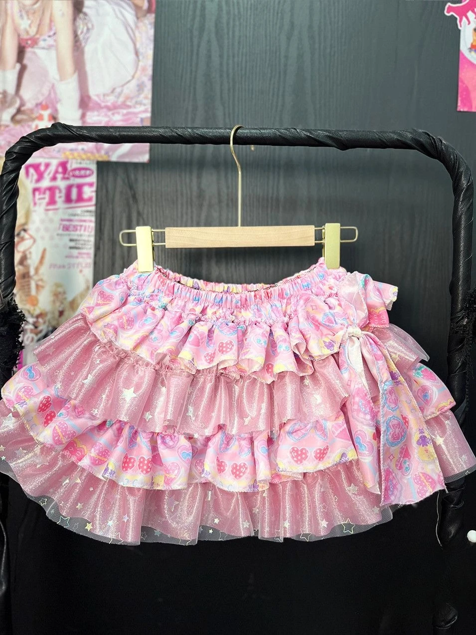 

Y2K Kawaii мини-юбка японский Harajuku милые оборки пушистые юбки-торты женские с эластичной резинкой на талии короткие милые принты с мультяшным аниматом