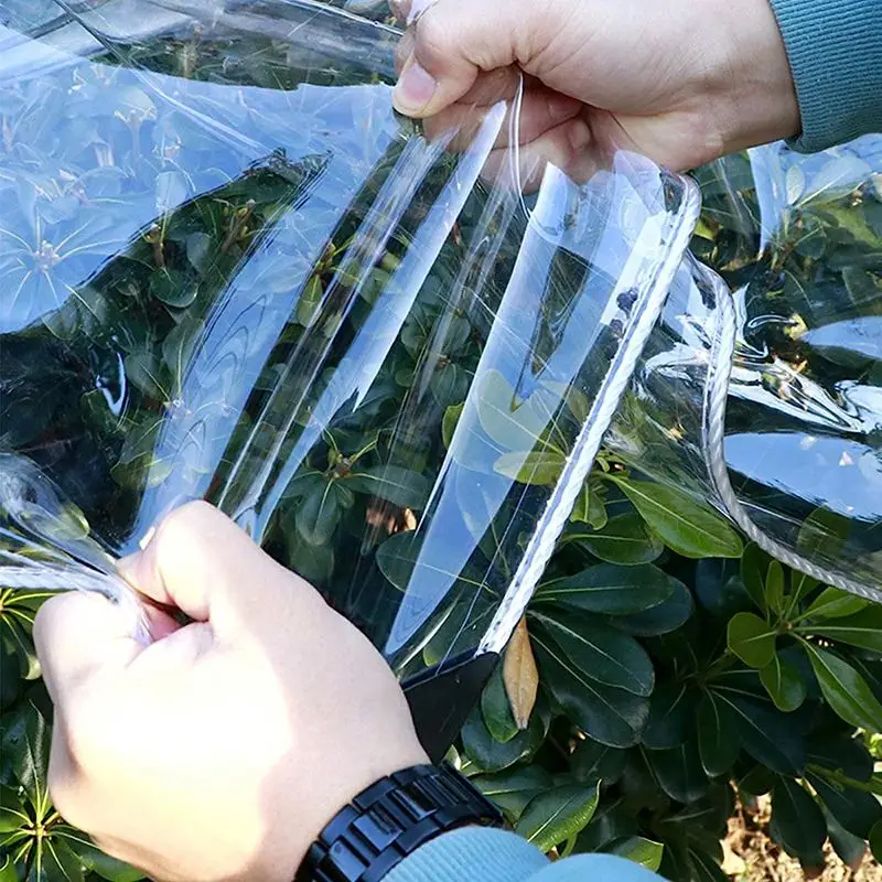 0.55mm Transparent Tarpaulin 750GSM PVC Garden Greenhouse Plant Keep Warm Rainproof Gazebo Furniture Waterproof Clear Tarp