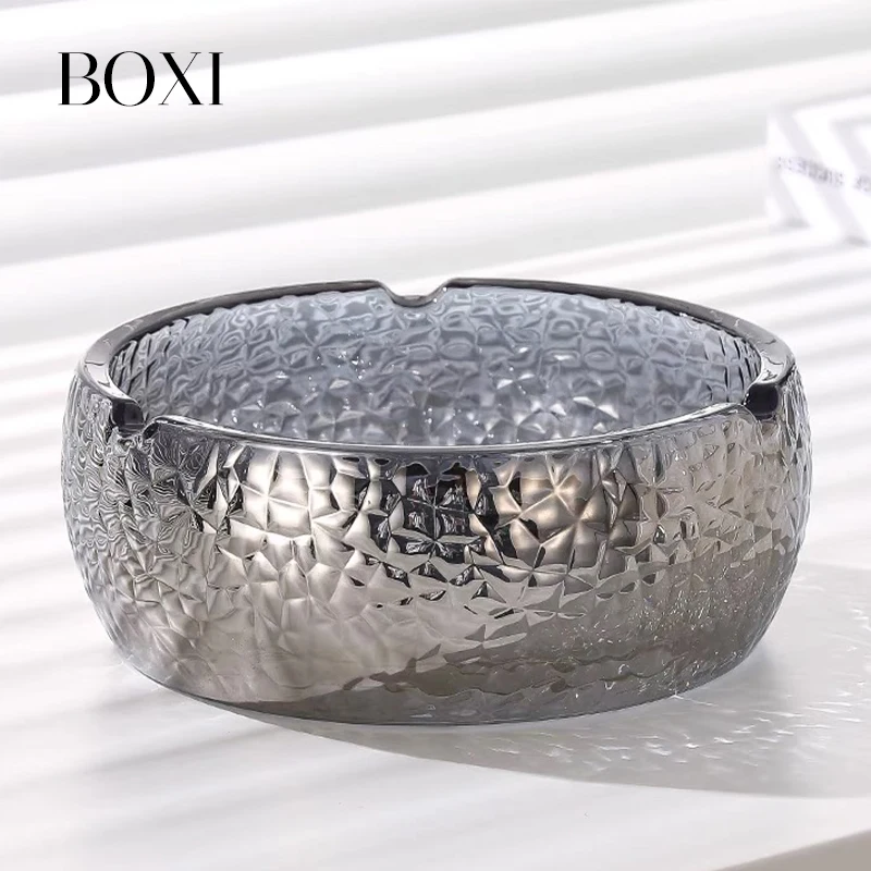 

BOXI Glass Ashtray for Cigarettes Cigars Home Bar silver Office Decoration Creative Personality Indoor terrace Crystal Ashtray