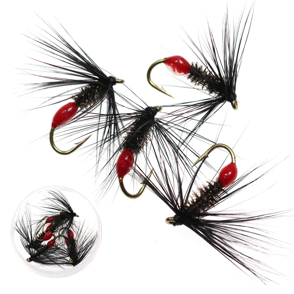 6pcs #12 Soft Hackle Red Butt Epoxy Ant Fly Aritificial Inse