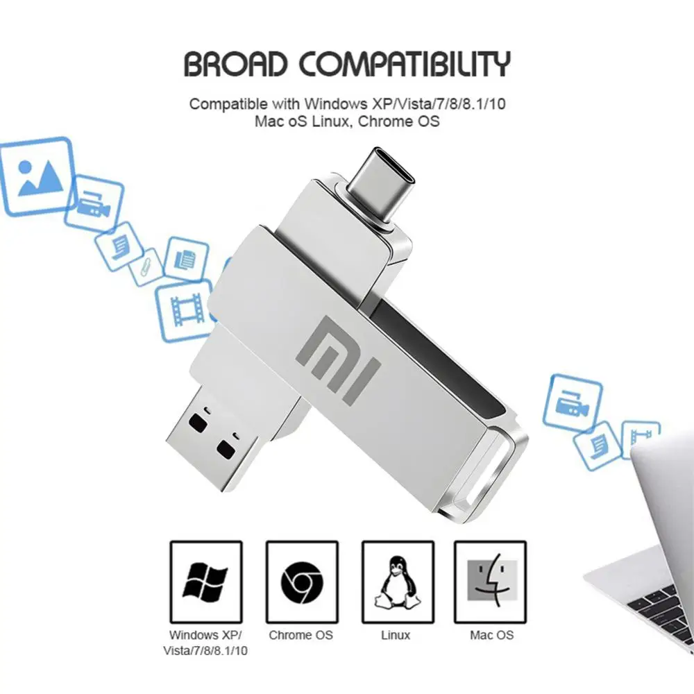 Xiaomi 16Tb U Schijf Mini Pen Drive Usb Geheugen Nieuwe Usb Flash Drives 8Tb 2Tb Type C Hoge Snelheid Usb 3.1 Waterdichte Pendrive Metallic