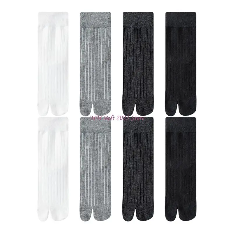 

49ME Split Toe Ribbed Cotton Socks Middle Calf Athletic Design For Walking Running