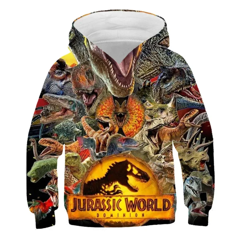 New Jurassic World Dominion Boys Girls Hoodie Clothes Winter Spring Long Sleeve Sweatshirts Kids Dinosaur Hoodie Tops Clothes