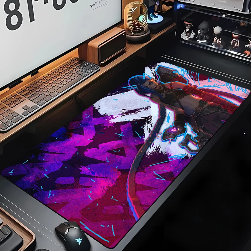 Large Game League of Legends Mouse Pad Gamer Cabinet Keyboard Deskmat Cartoon Arcane Gaming Accessories Computer Jinx Mousepad