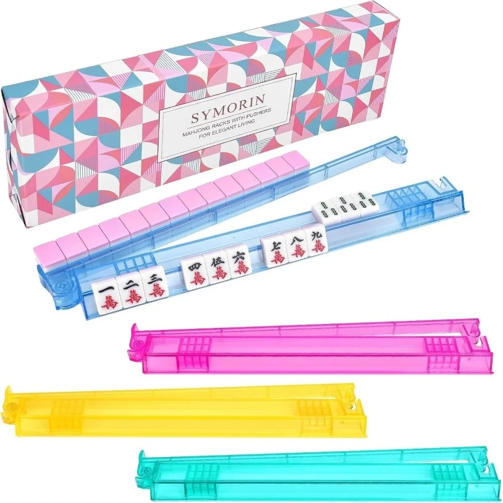 

Набор из 4-х нескользящих подставок для маджонга, прозрачные прочные толкатели и подставки для маджонга, долговечная элегантная подарочная упаковка